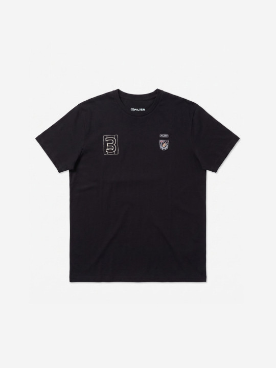 T-shirt grandes tailles à écussons brodés - Noir