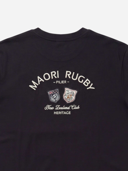 T-shirt grandes tailles à écussons brodés - Noir