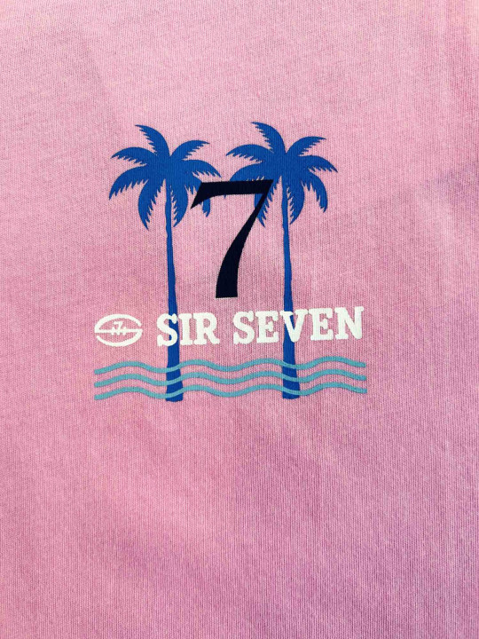 T-shirt col V « Rugby Summer » à manches courtes – Rose