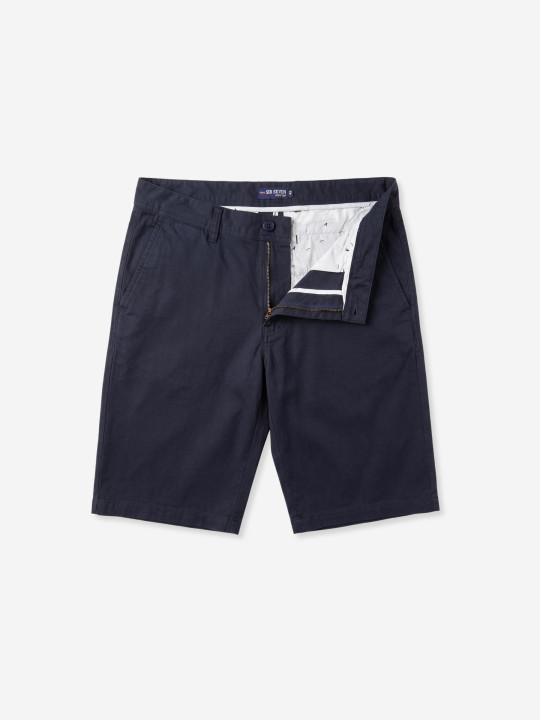 Bermuda chino en coton stretch et finitions imprimées rugby – Bleu marine