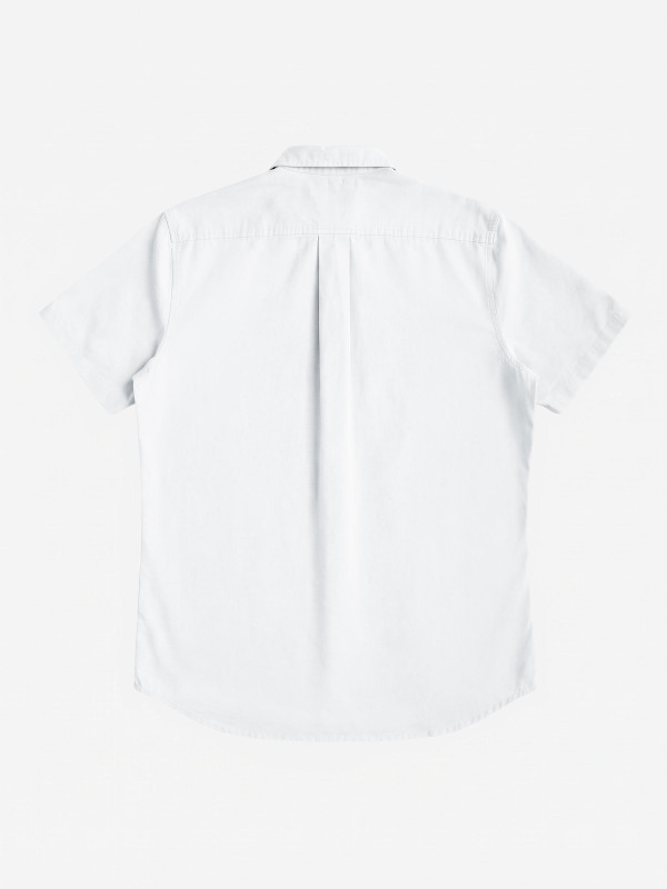 Chemise en coton/lin à manches courtes grandes tailles - Blanc