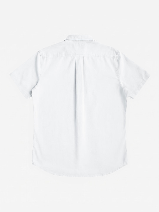 Chemise en coton/lin à manches courtes grandes tailles - Blanc