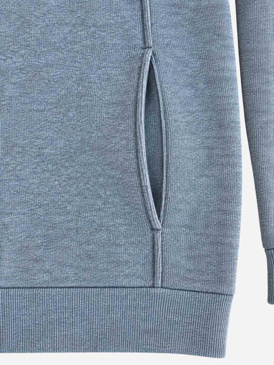 Sweat zippé en maille épaisse à col montant « 7 rugby foundamentals» - Gris chiné