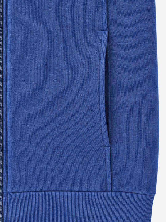 Sweat zippé en maille épaisse à col montant « 7 rugby » - bleu marine