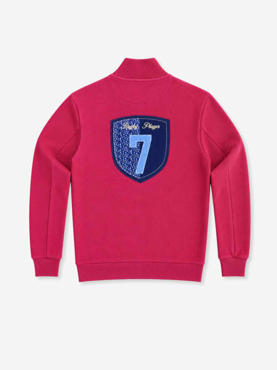 Sweat zippé en maille épaisse à col montant « 7 rugby player » - Bordeaux