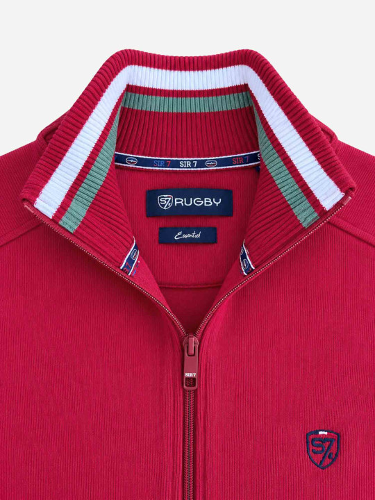 Sweat zippé en maille épaisse à col montant « 7 rugby player » - Bordeaux
