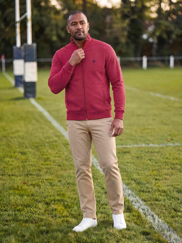 Sweat zippé en maille épaisse à col montant « 7 rugby player » - Bordeaux
