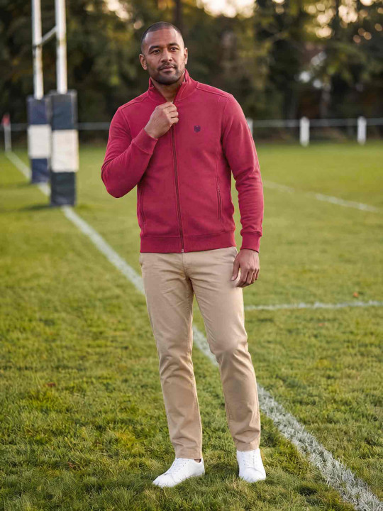Sweat zippé en maille épaisse à col montant « 7 rugby player » - Bordeaux