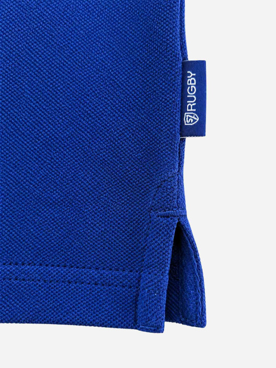 Polo manches courtes à col rayé contrasté - Bleu marine