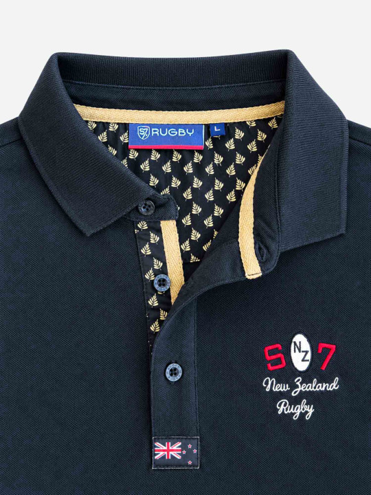 Polo à manches courtes S7 Rugby « New Zealand Club » - Noir