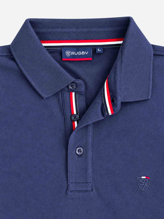 Polo à manches longues avec dos brodé « National Club S7 Rugby » - Bleu marine