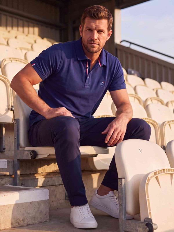 Polo à manches courtes avec dos brodé « National Club S7 Rugby » - Bleu marine