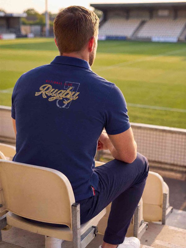 Polo à manches courtes avec dos brodé « National Club S7 Rugby » - Bleu marine