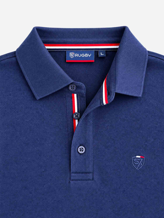 Polo à manches courtes avec dos brodé « National Club S7 Rugby » - Bleu marine