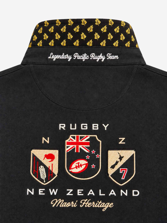 Polo à manches longues « Rugby New Zealand - Maori Heritage » - Noir