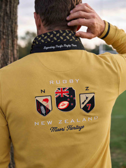 Polo à manches longues « Rugby New Zealand - Maori Heritage » - Beige