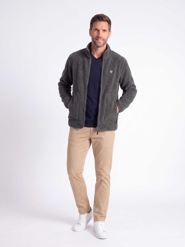 Veste polaire S7 Rugby en polyester recyclé - Kaki