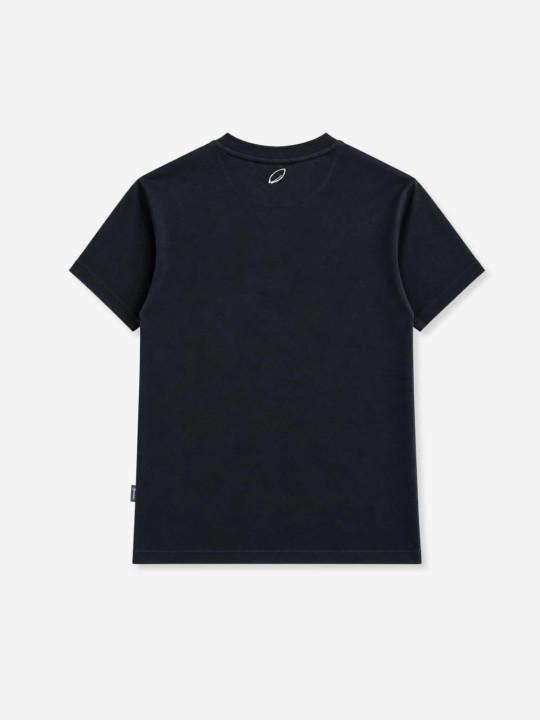 T-shirt brodé à col V et manches courtes S7 Rugby - Noir