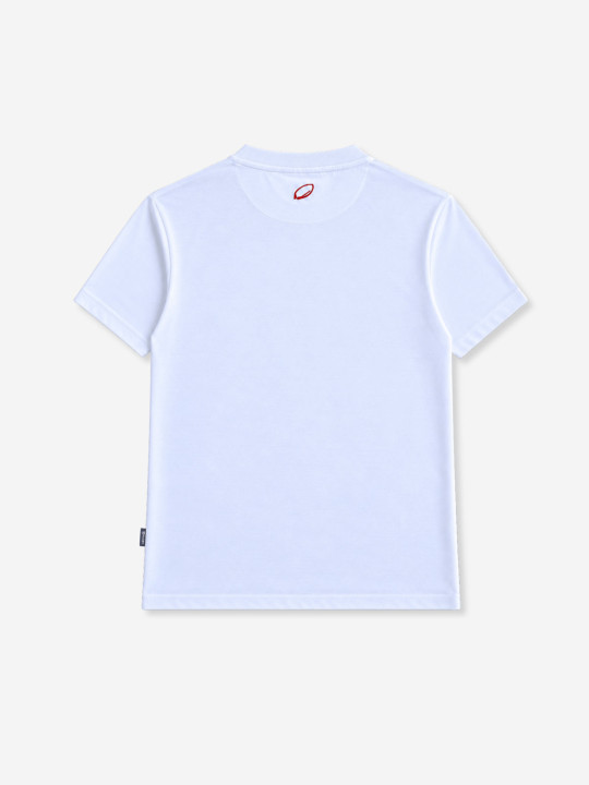 T-shirt brodé à col V et manches courtes S7 Rugby - Blanc
