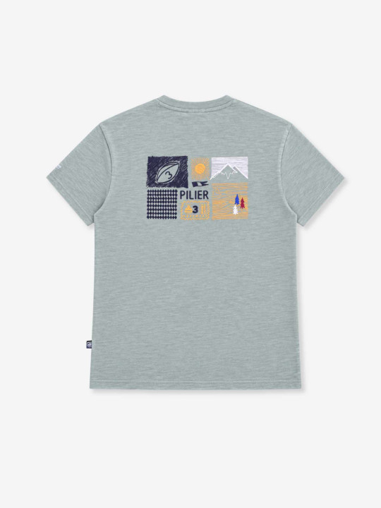 T-shirt grandes tailles imprimé à manches courtes et col V - Kaki